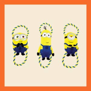 Minions Pluche Flostouw is een vrolijk hondenspeeltje in de vorm van de Minions. trekspeelgoed werpspeelgoed