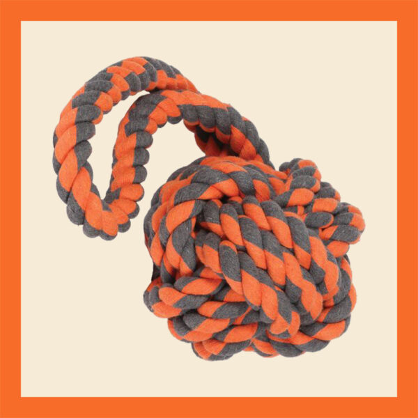 Ronde bal van touw, geschikt als trekspeelgoed en werpspeelgoed. Hondenknots van touw. Hondenspeelgoed, knots, hondenknots, trekspeelgoed hond, Happy pet nuts for knots extreme tugger bal trekspeelgoed hond