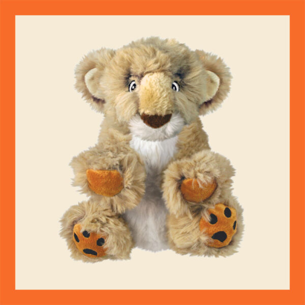 Kong Comfort Kiddos Leeuw is hondenspeelgoed van pluche, een schattige hondenknuffel met uitneembare pieper voor de hond Hondenknuffel in de vorm van een leeuw
