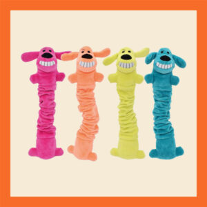 Interactief hondenspeeltje wat piept, rekt uit én knispert, wat het extra aantrekkelijk maakt. Slap en elastisch, zodat het makkelijk vast te pakken, rond te dragen en samen mee te spelen. Hondenspeelgoed, hondenknuffel, scrunchee, Multipet