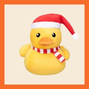 Hondenspeelgoed in de vorm van een eend met een kerstmuts kerstcadeau hond kerstspeelgoed hond kerst hond kerstknuffel hond