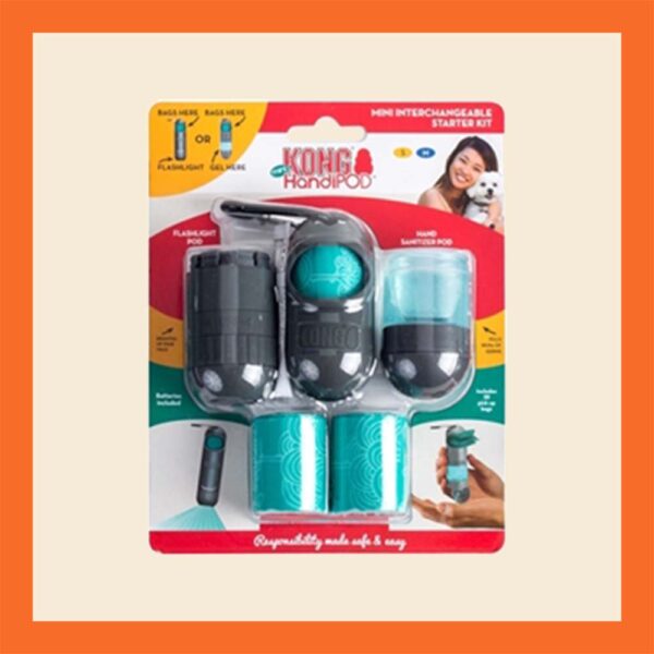 Kong poepzakjeshouder en handdesinfectiepod • Inclusief LED-zaklamp voor extra zichtbaarheid in het donker